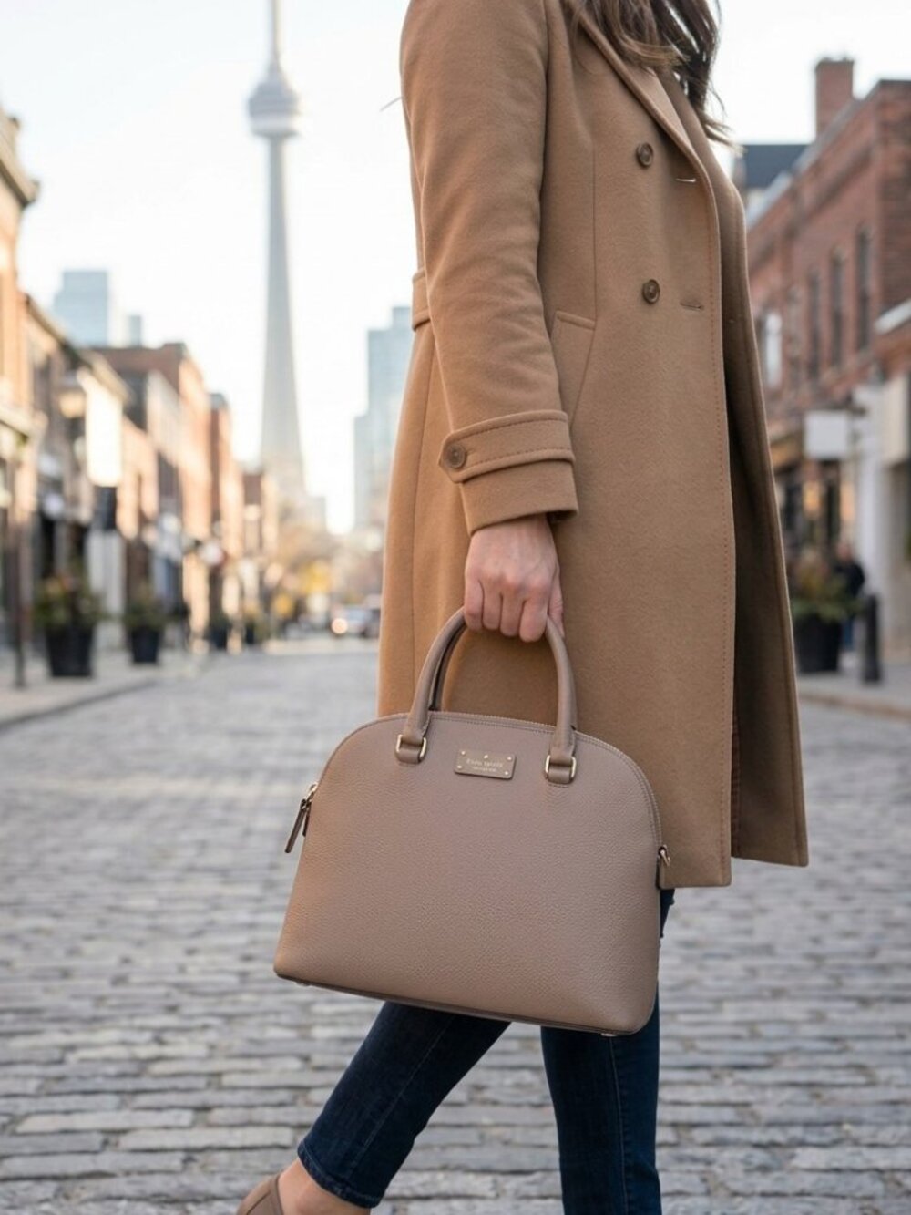 Kate Spade "Grove Street Carli" Pebbled Leather Satchel Crossbody– Warm Beige - Picture 16 of 16